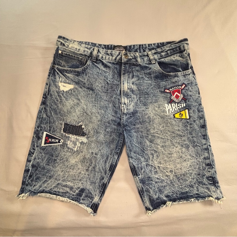 Parish Nation Baggy Jean Shorts Men’s Size 40 Patchwork Hip‎ Hop Y2k